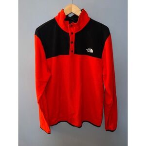 The North Face TKA Glacier Snap Fleece Pullover Mens Large Red Black Colorblock